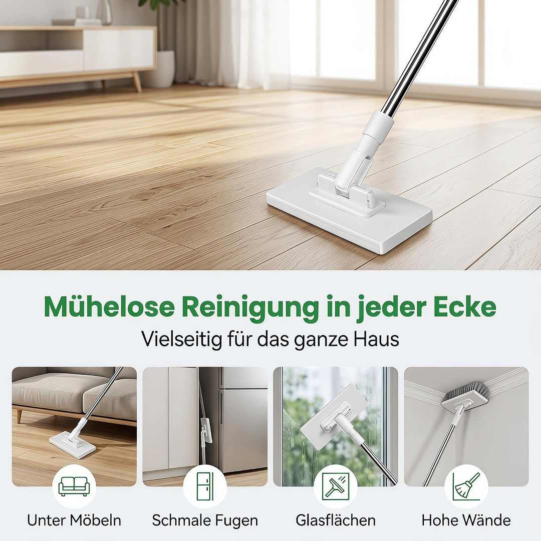 Wischmopp mit Druck Klemm System, Waschmopp Mit 10 Wiederverwendbaren Mikrofasertüchern Ohne Waschen