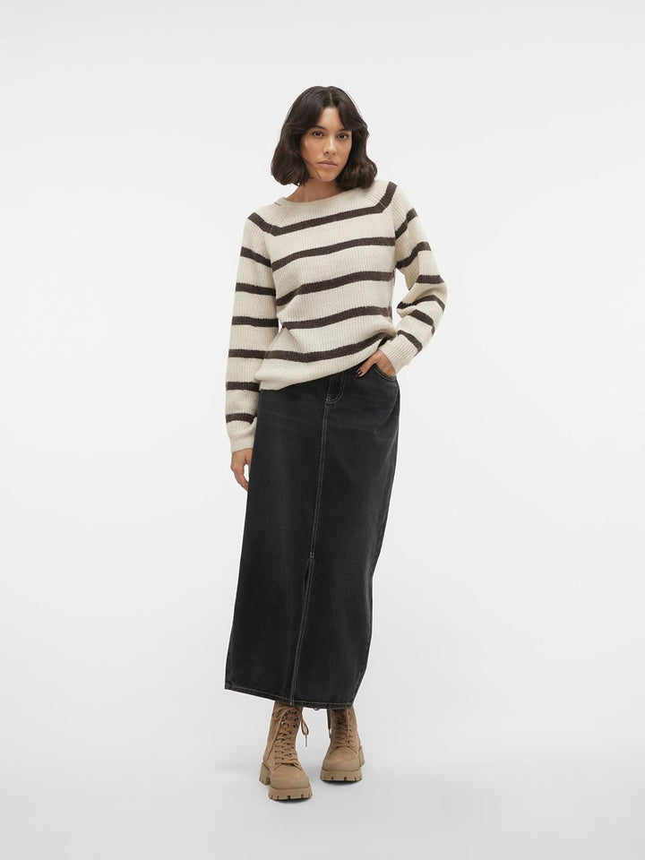 VERO MODA Female Strickpullover VMASTA Pullover L Birch/Stripes:bracken, L Birch/Stripes:bracken