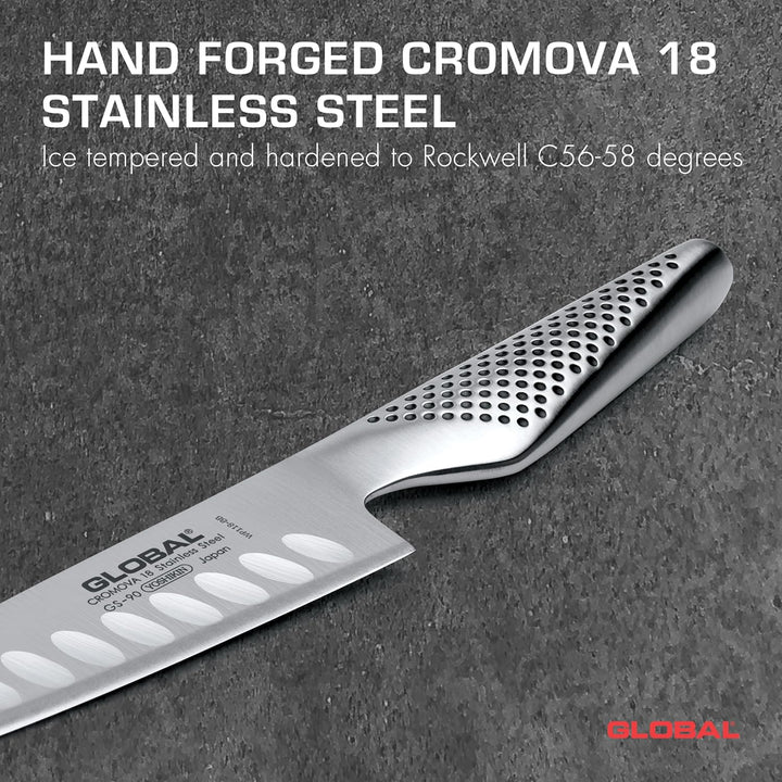 Global GS-90 Santokumesser mit Kullenschliff, 13cm (Nachfolgermodell von GS-37) Silber, Silber