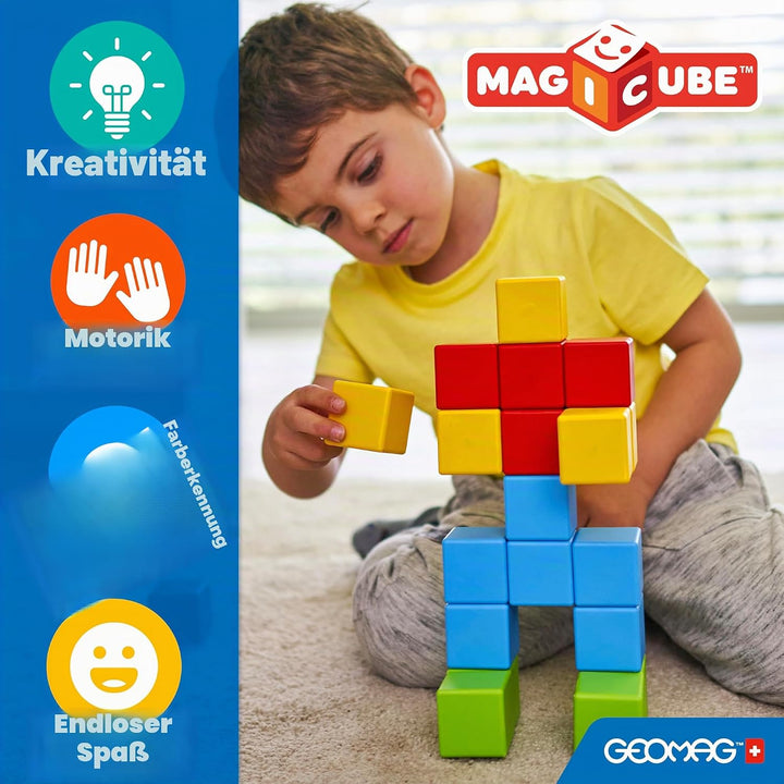 Geomag Magicube - 64 Würfel - Magnetisches Konstruktionsspielzeug für Kinder - Green Line - Lernspie