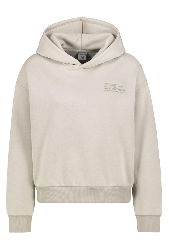 Sublevel Damen Basic Pullover Hoodie mit Mini-Print XL Beige, XL Beige