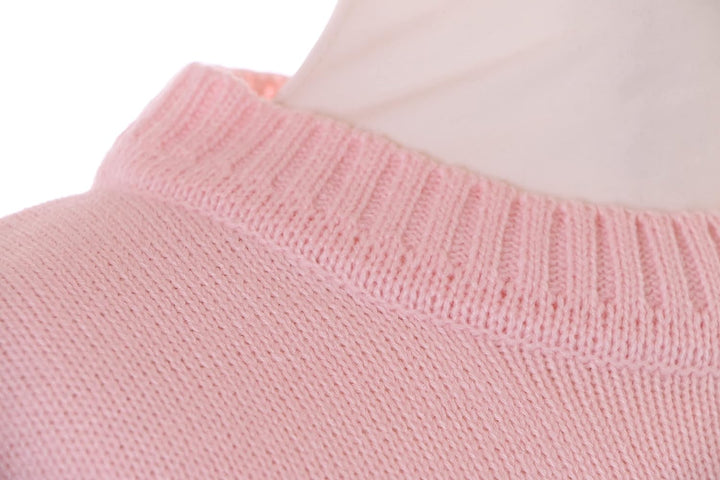 Kawaii-Story TS-317 Rosa Pfirsich Japan Schriftzeichen Stickerei Strick Pullover Pastel