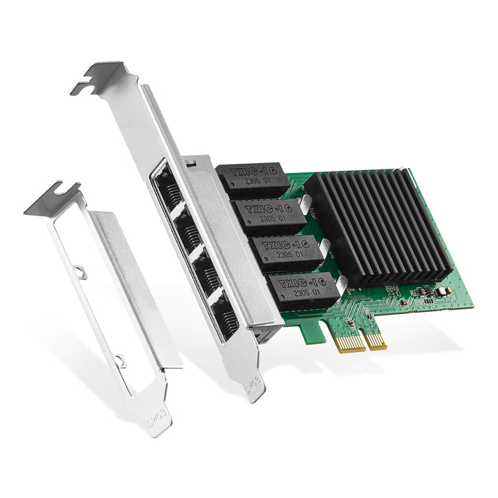 Binardat 4 Port Gigabit PCIe Netzwerk Adapter, Realtek RT8111H Controller 1000/100Mbps Ethernet LAN