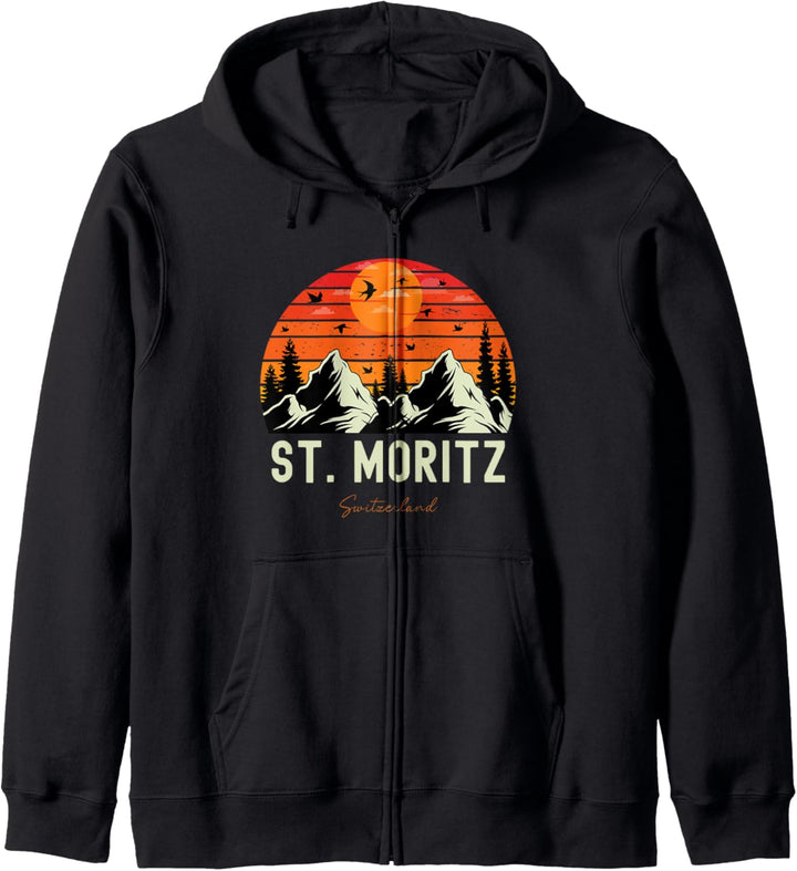 Retro St. Moritz Schweiz Kapuzenjacke