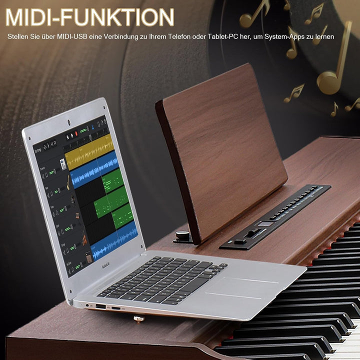 LEADZM 88 Tasten Digital Piano, Voll Gewichtete Tastatur, E-Piano mit MIDI-USB, Audio Bluetooth und