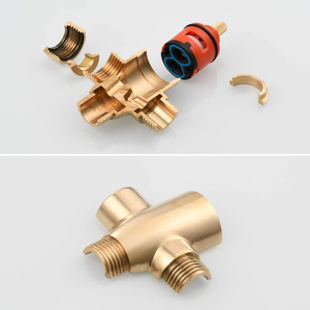 Tecmolog Umstellventil Dusche 3 Wege 1/2" Messing Absperrventil Dusche T Adapter für Handbrause Chro