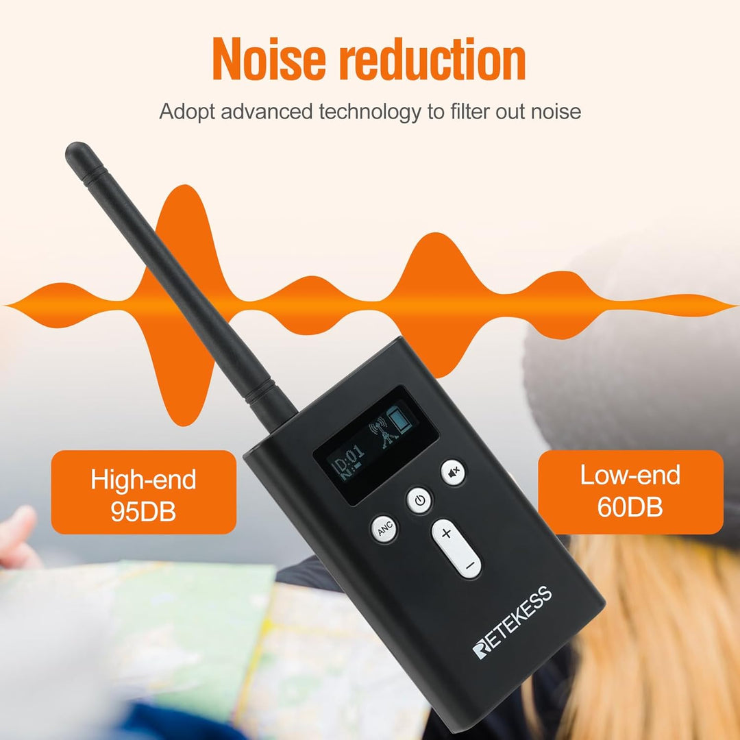 Retekess T130Pro Kabelloses Tour Guide System, Abgestufte Geräuschreduzierung, Audio Whisper Tour Gu