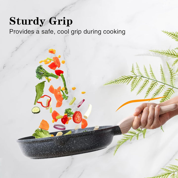 Kordisen Antihaft Bratpfanne mit Deckel, 24 cm Granit Beschichtung Pfanne Induktion, Gesund und Ungi
