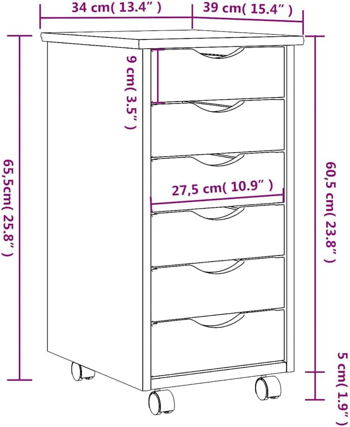 vidaXL Rollschrank mit Schubladen Moss Honigbraun Massivholz Kiefer, Kommode, Schubladenschrank, Sch