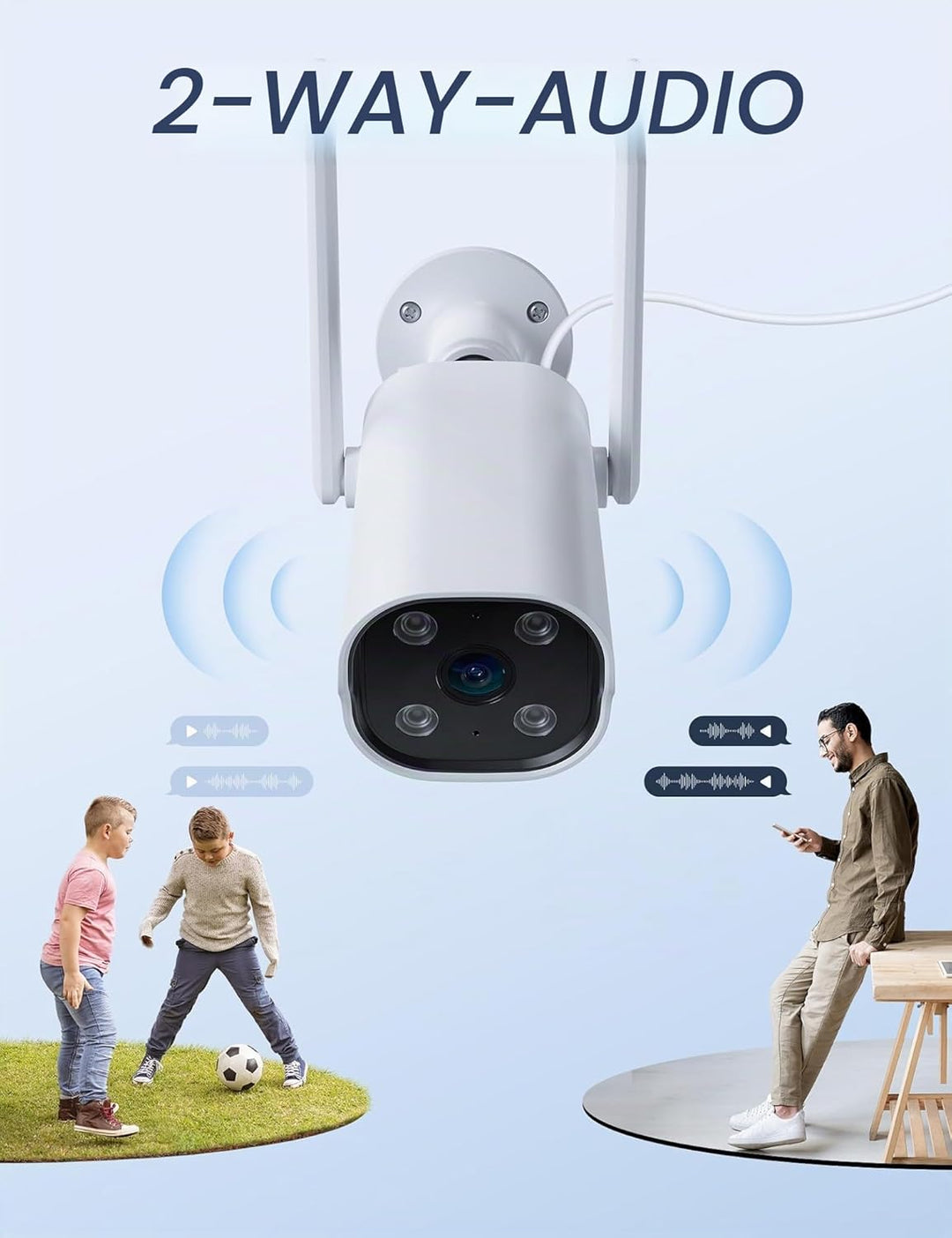 GNCC 2er-Pack WLAN-Überwachungskameras, kabelgebundene 2K-Aussenkameras, Nachtsicht, IP65 wasserdich