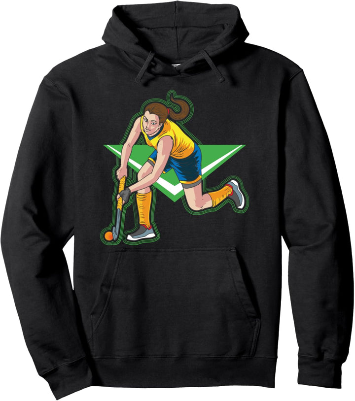 Mädchen, das Feld hockey sport spielt geschenk Pullover Hoodie