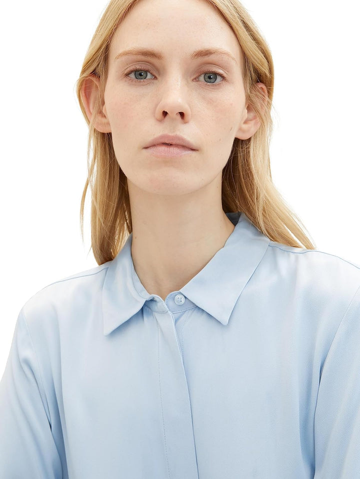 TOM TAILOR Damen Basic Satin Bluse 36 26320 - Stonington Blue, 36 26320 - Stonington Blue