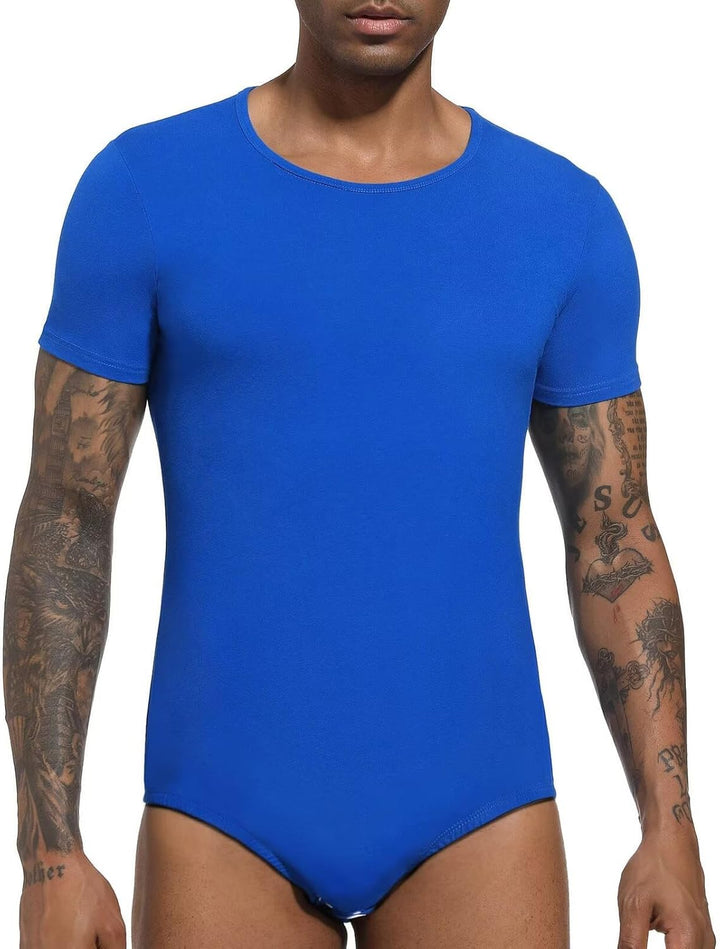 Landofgenie Männer Kurzarm Strampler Pyjama Bodysuit One Piece Strampler M Blau, M Blau