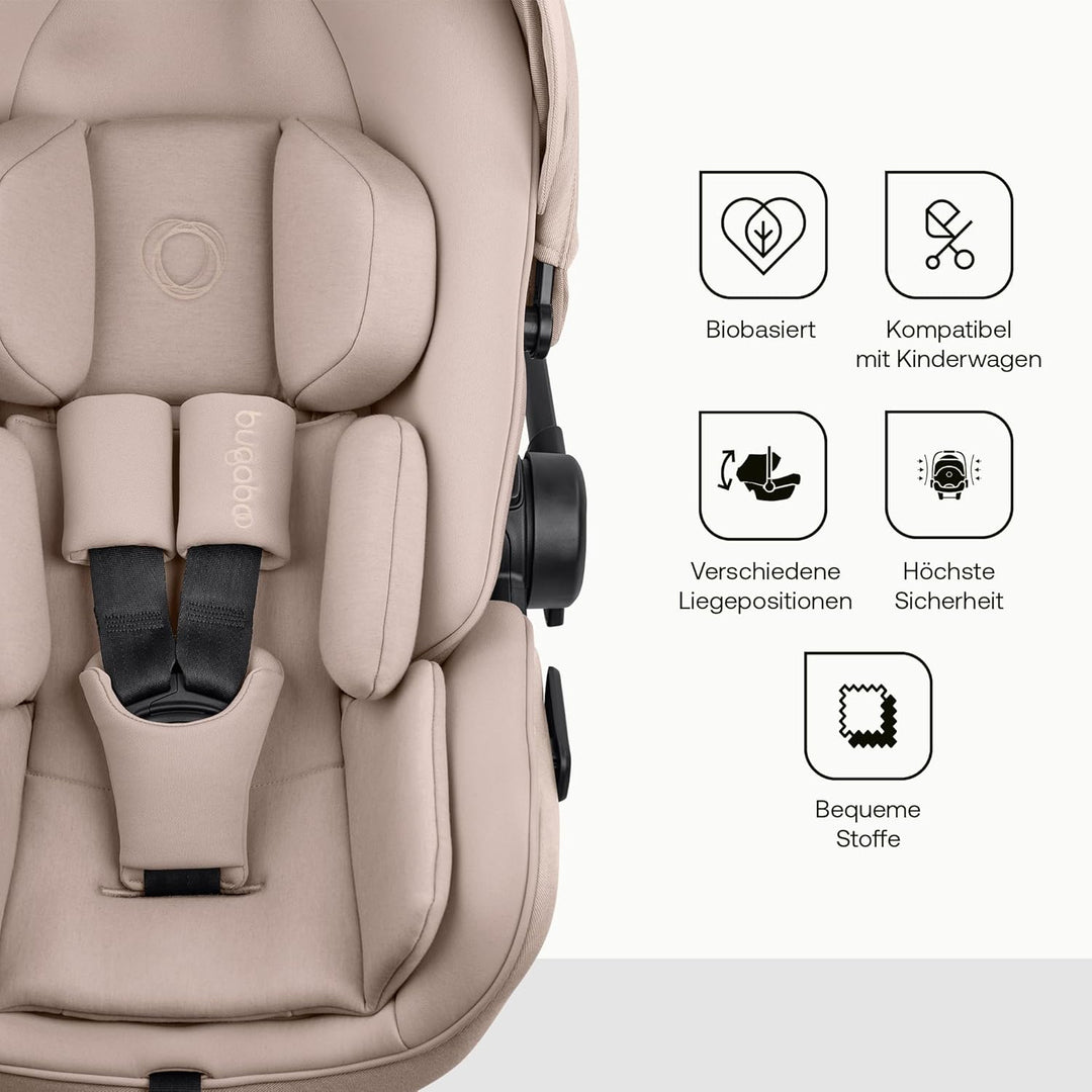 Bugaboo Otter by Nuna – i-Size Babyschale ab Geburt mit flacher Liegeposition, UPF 50+ Sonnenverdeck