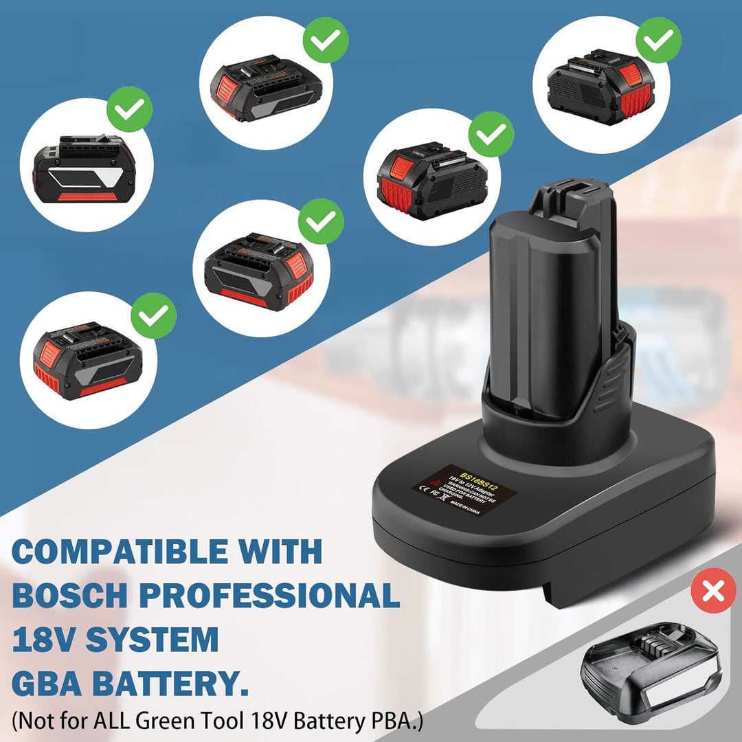 Adapter für Bosch 18v auf 12v Professional Akku, 18v zu 12v Step Down Converter für Bosch 18 Volt Ak
