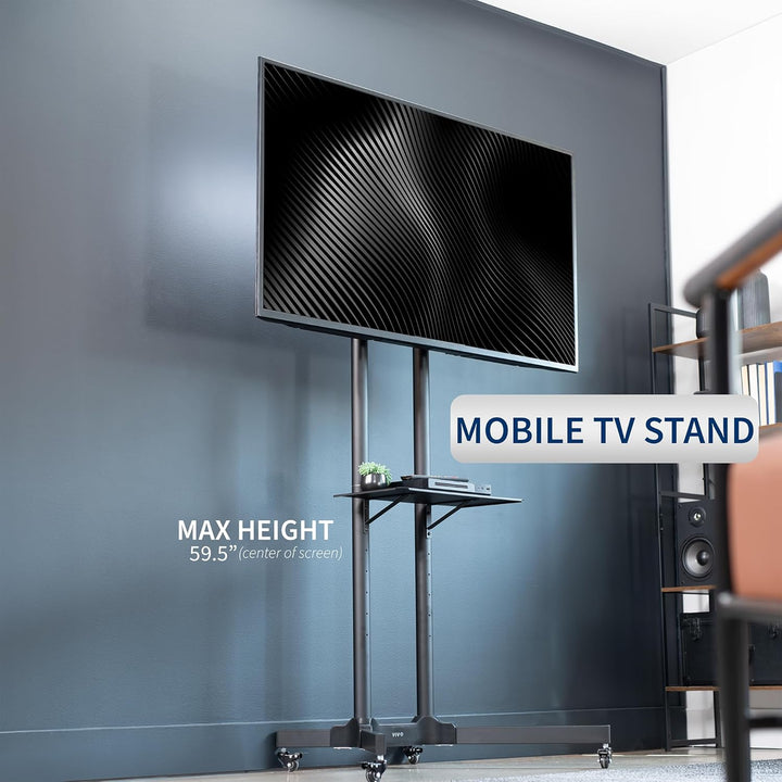 VIVO Mobiler TV-Wagen für 32-83 Zoll Bildschirme bis 50 kg, LCD LED OLED 4K Smart Flach- und Curved
