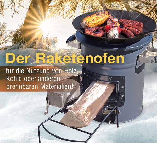 Raketenofen | Holz, Kohle oder anderen brennbaren Materialien | Outdoor-Küche | Terrassenheizung | w