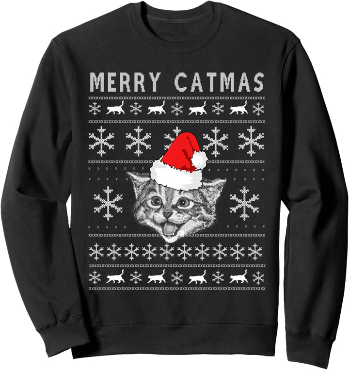 Meowy Weihnachten Santa Cat Ugly Christmas Sweater Sweatshirt
