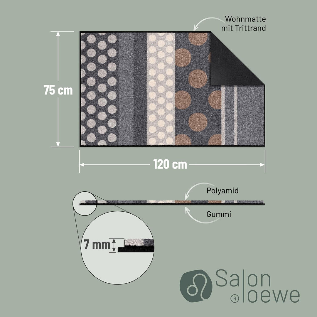 Salonloewe Zerbino lavabile Glamour Dots Grigio 75 x 120 cm SLD0457-075x120