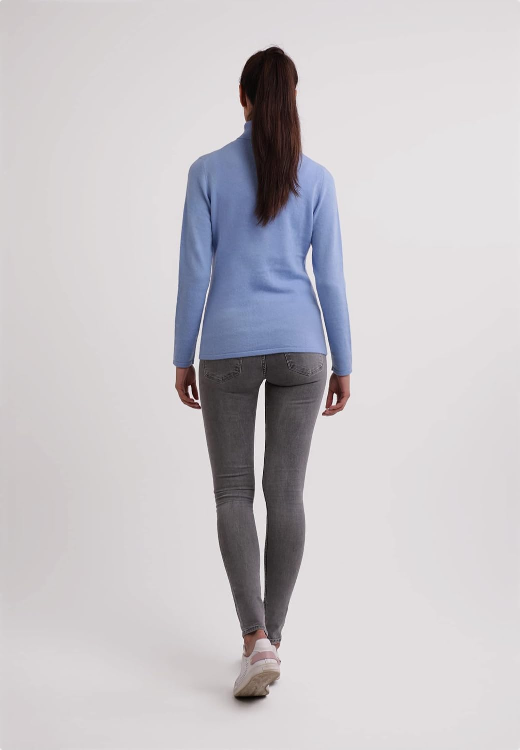 100% Kaschmir Damen Pullover | Sweater Rollkragen 2-fädig XS Hellblau, XS Hellblau