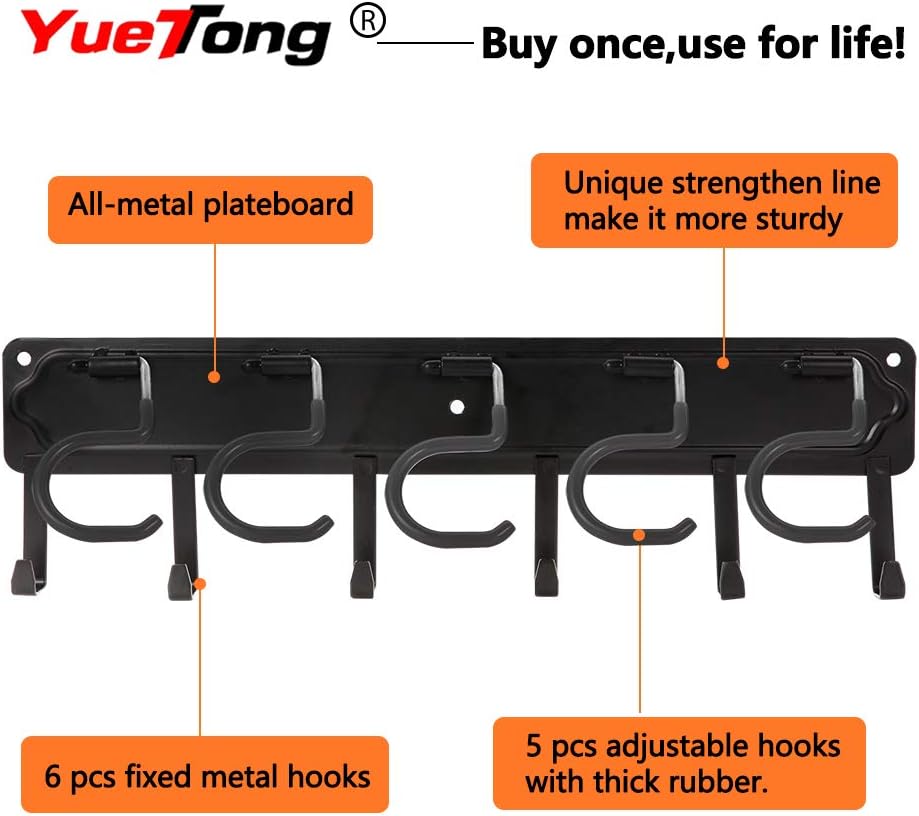 YueTong 172,7 cm Gartenwerkzeug-Organizer aus Metall, verstellbare Garagen-Wand-Organizer und Aufbew