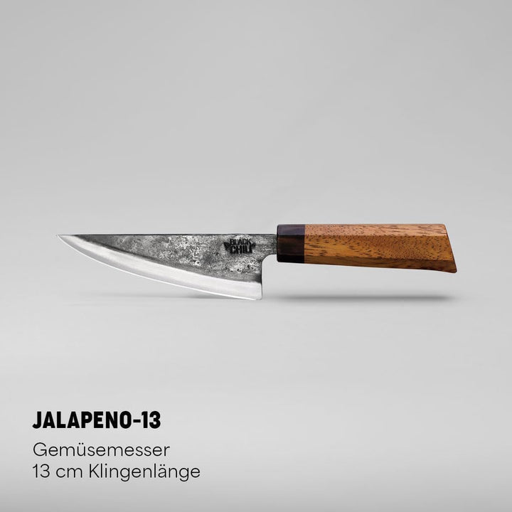 Black Chili Küchenmesser Set (3-teilig) | Chefmesser, Santoku Messer & Gemüsemesser mit Eisenholz Gr