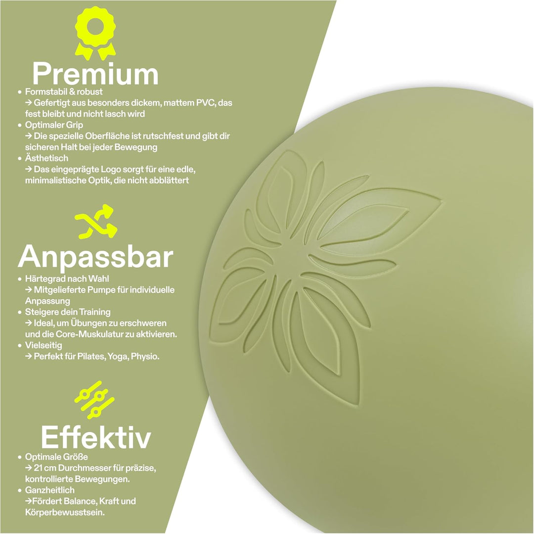 Moon™ Pilatesball – Rutschfester Core-Trainer Ø 21 cm aus Eco-Elite PVC, ABS-Zertifiziert, Pilates &amp;