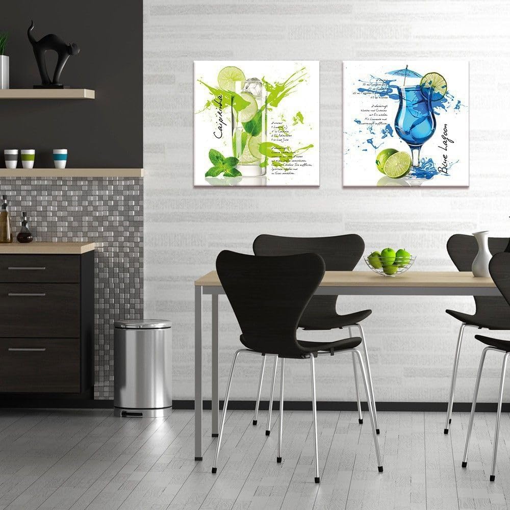 artissimo, Glasbild, 50x50cm, AG2119A, Caipirinha, Küchenbild, Cocktails, Bild aus Glas, moderne Wan