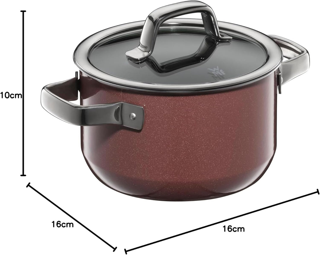 WMF Fusiontec Mineral Kochtopf klein 16 cm, Glasdeckel, Fleischtopf Induktion 1,3l, High-Tech Kerami