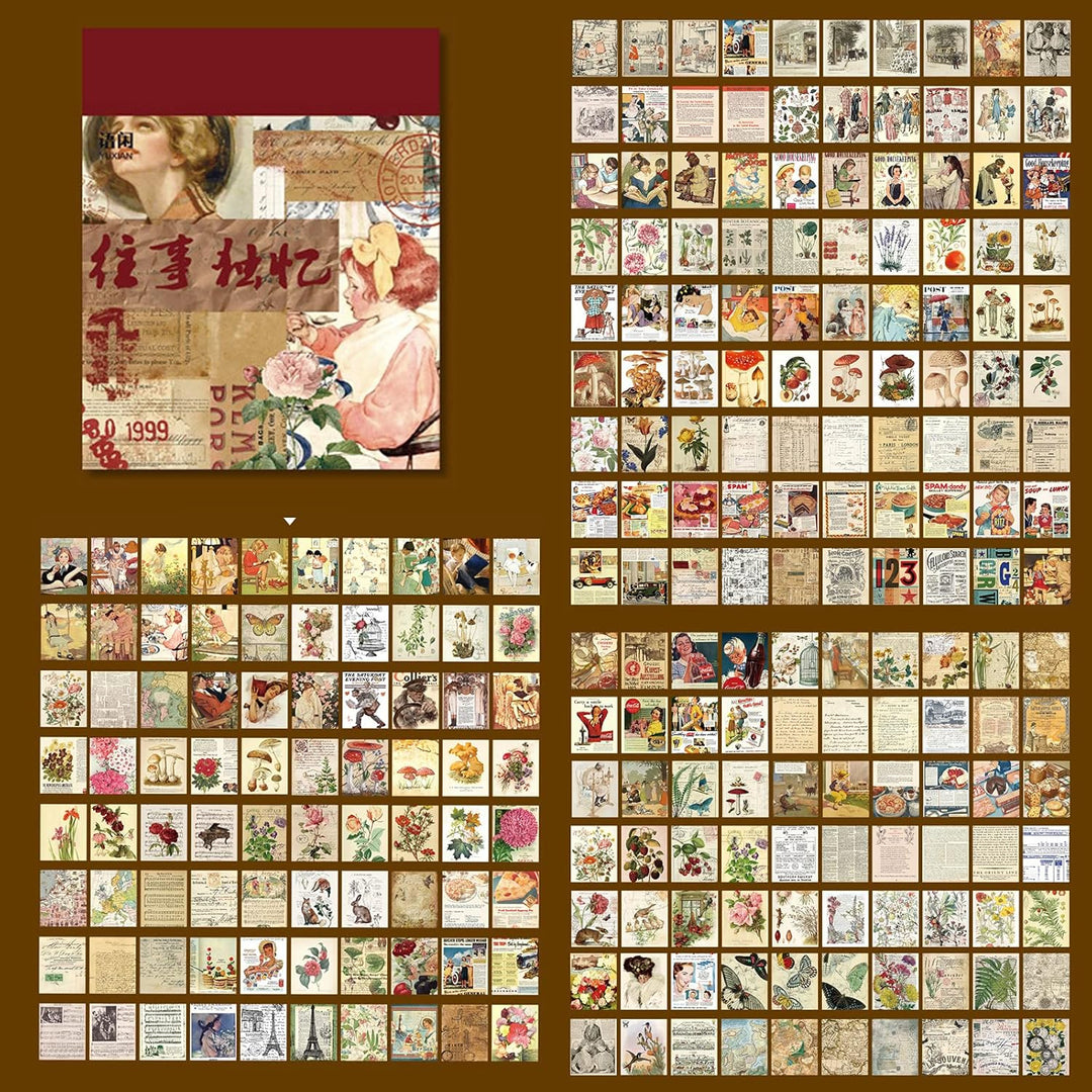 1200 Blätter Journal Zubehör Papier, Deko Papier Scrapbook,Scrapbook Hintergrundpapier für DIY Kunst