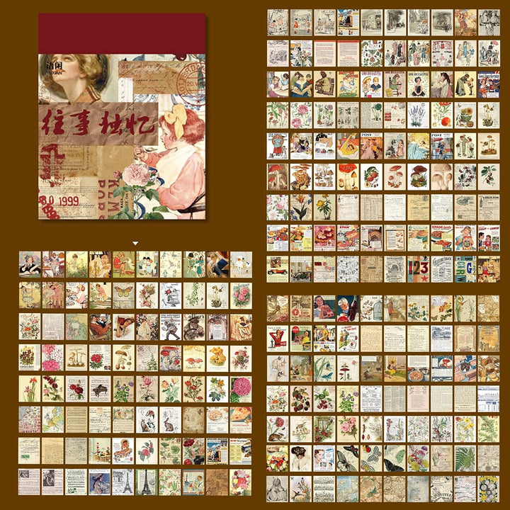1200 Blätter Journal Zubehör Papier, Deko Papier Scrapbook,Scrapbook Hintergrundpapier für DIY Kunst