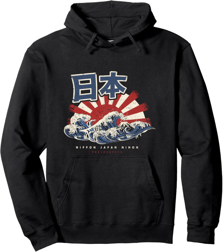 Japan Nihon Nippon Fujiyama Otaku Great Wave Off Kanagawa Pullover Hoodie