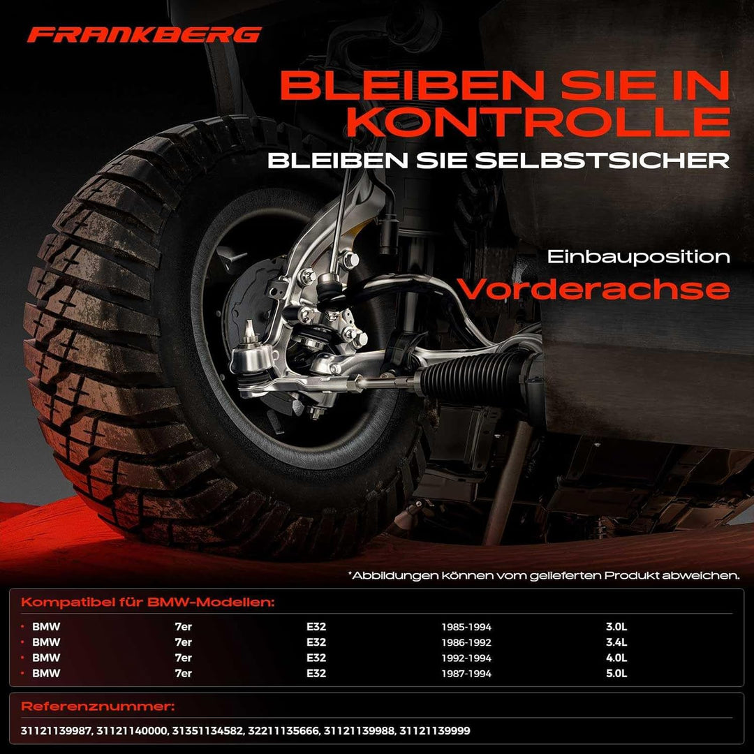 Frankberg 8x Querlenker Koppelstange Spurstange Vorderachse Kompatibel mit 7er E32 730 735 740 750 1