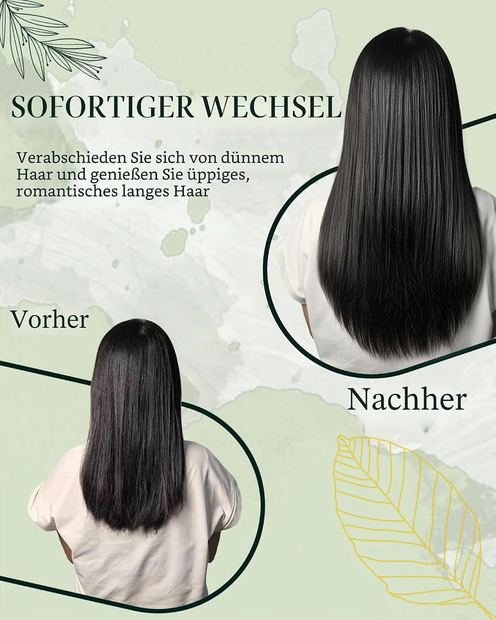 RUNATURE Clip in Extensions Echthaar Braun Highlight Blond Echthaar Extensions Clip in 30cm Kurz Ech