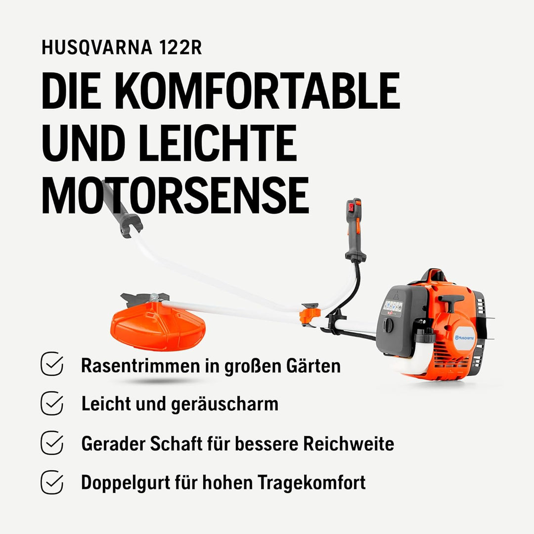 Husqvarna 122R Benzin-Rasentrimmer - 21,7cm³ 2-Takt Freischneider, 43 cm Schnittbreite, Tap 'n Go Ko