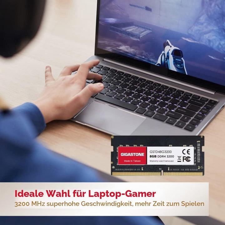 [DDR4 RAM] Gigastone Laptop RAM 8GB DDR4 Ram 8GB DDR4-3200MHz PC4-25600 CL22 1.2V SODIMM 260 Pin/Pol