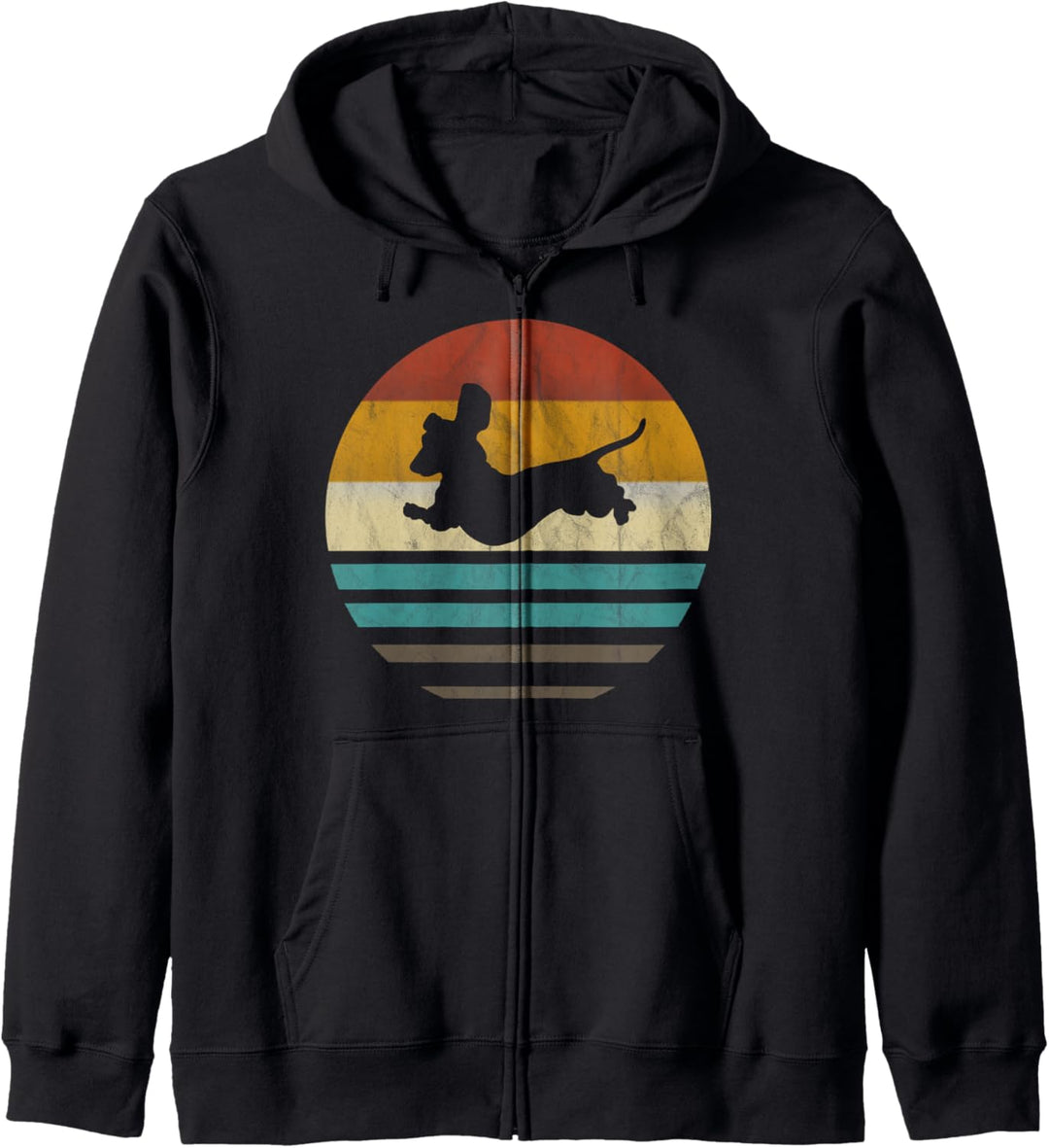 Dackel Dackelhund Silhouette Retro Geschenk Kapuzenjacke