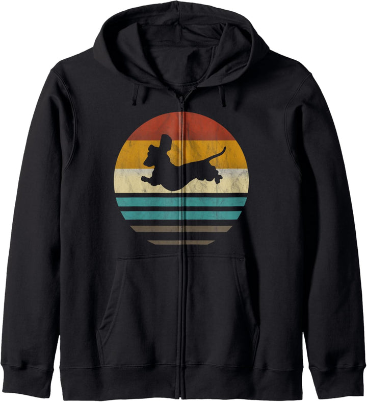 Dackel Dackelhund Silhouette Retro Geschenk Kapuzenjacke
