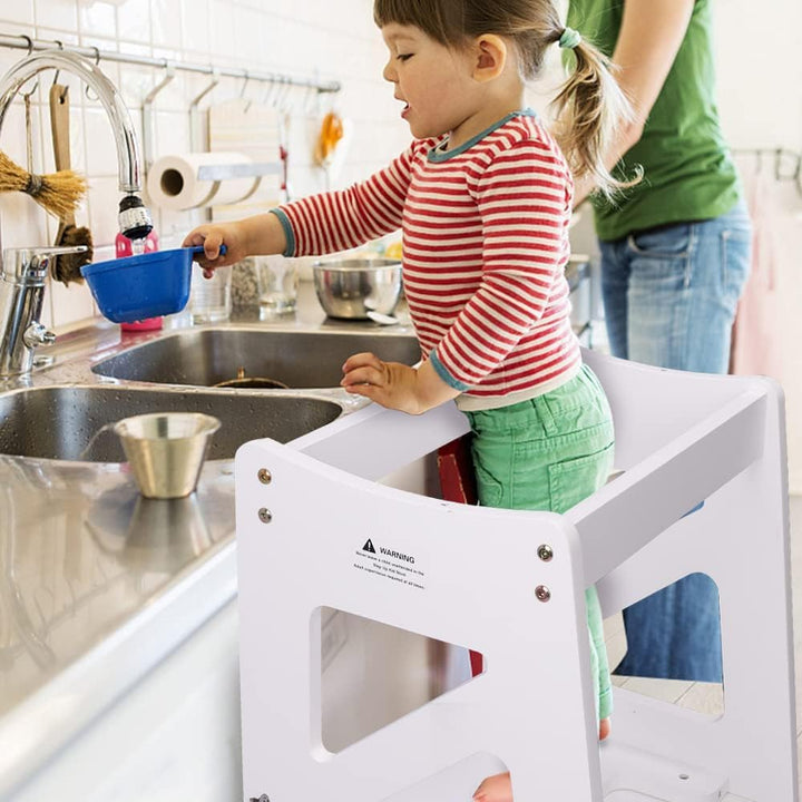 2in1 Lernturm Kinder Tritthocker Lernstuhl Kinderhocker Faltbarer Kinderschemel für Baby,mit doppels