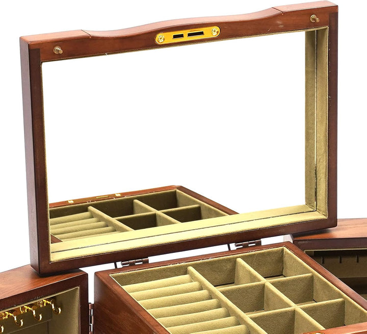 5 Schicht Schmuckkasten Schmuckschatulle Holz Uhrenbox Schmuckkästchen Schmuckkoffer, Schmuck Aufbew
