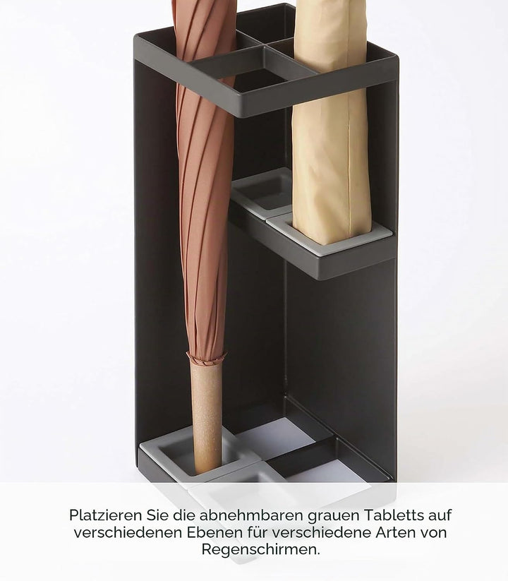 YAMAZAKI 'Smart' 6719 Schirmständer, Stahl, Polypropylene, Schwarz, kompakter Eckschirmständer, L 11