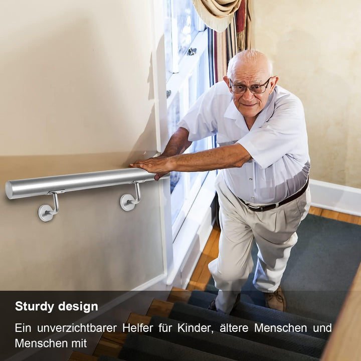 Ikodm Edelstahl Handlauf Treppengeländer Geländer Wandhandlauf Wand Treppe 50 cm Ø 42mm für Aussen &amp;