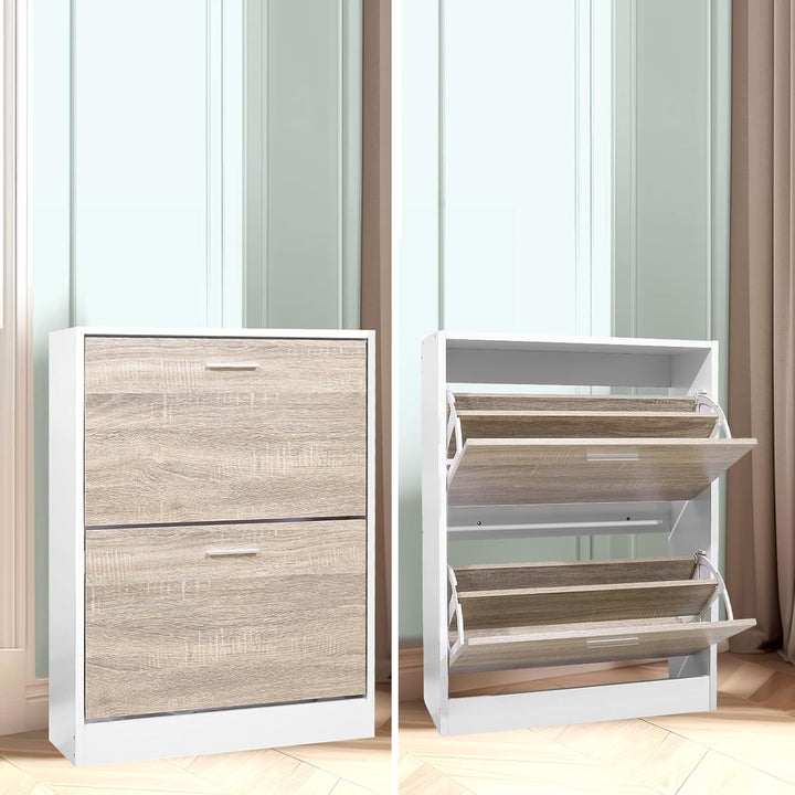 CASABEL Schuhschrank für 12 Paar – grosse Kapazität für Eingangsbereich – L 60 x T 24 x H 80 cm – Tü