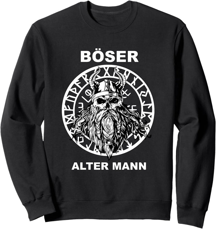 Retro Böser alter Mann Wikinger aus Totenkopf Schädel Skull Sweatshirt