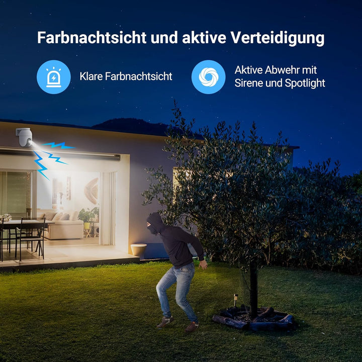 EZVIZ 2MP Überwachungskamera Aussen, WLAN IP Kamera mit 360° Abdeckung und Zwei-Wege-Audio, Personen