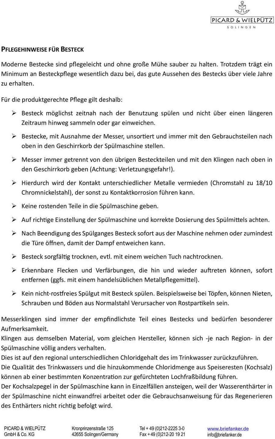 PICARD & WIELPÜTZ Besteckgarnitur Mia 48-TLG. – Tafelbesteck für 12 Personen – 18/10 Chromnickelstah