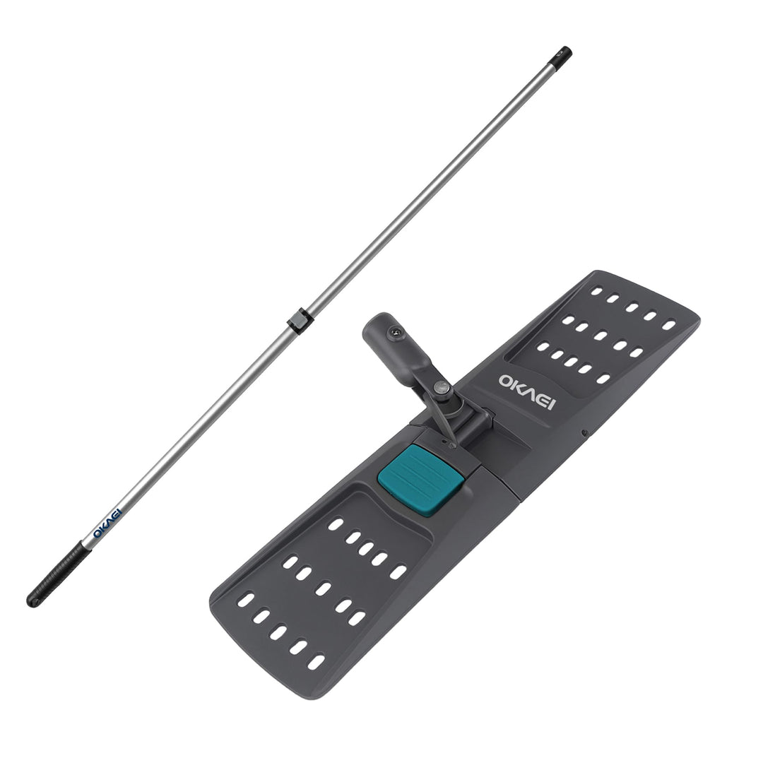 OKAEI Mophalter 50 cm + Alu Teleskopstiel 80–145 cm – Set – Profi Bodenwischer-System mit 360° Drehk