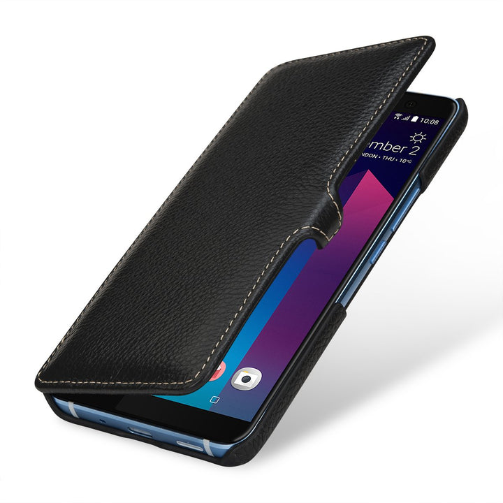 STILGUT Book Type Case, Hülle Leder-Tasche für HTC U11+ (U11 Plus). Seitlich klappbares Flip-Case au