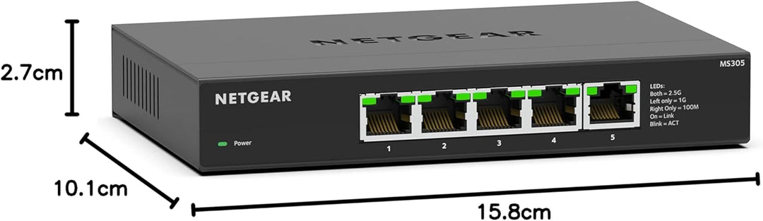 NETGEAR MS305 5 Port Switch Multi-Gigabit Ethernet Netzwerk (mit 5X 1G/2,5G, Desktop- oder Wandmonta
