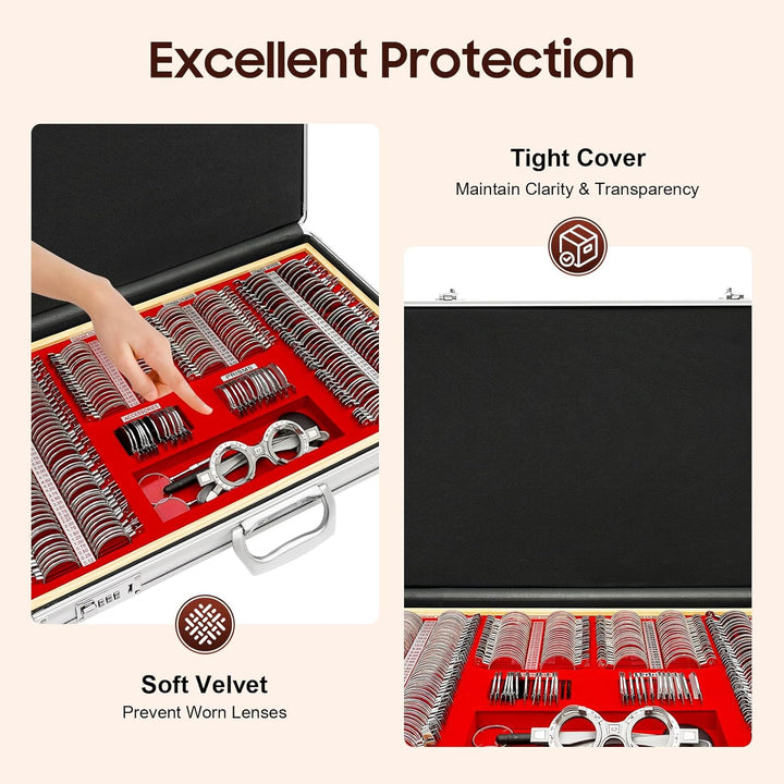 266pcs Metallrand Prisma Trial Lens Set, Beutel 266 Pcs Testlinsen-Set, für MRT Optiker und Augenkli